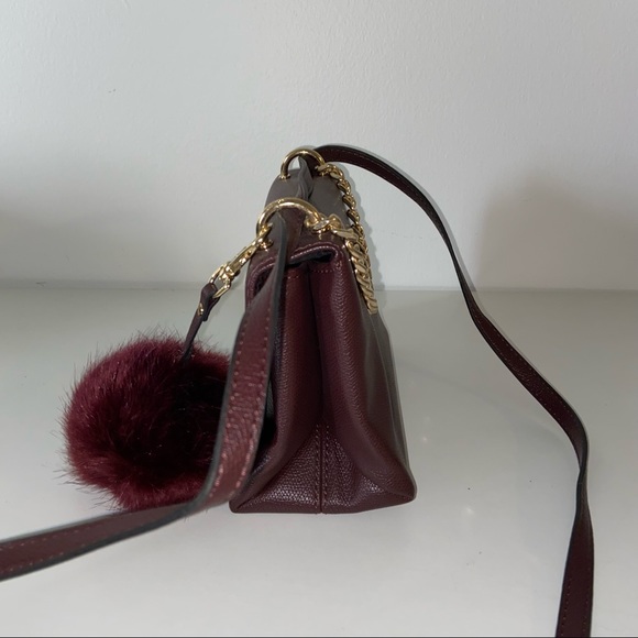 Aldo Burgundy Crossbody Purse Gold Tone Accents - Picture 5 of 9